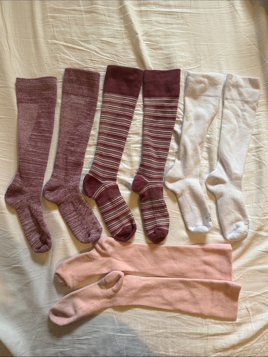 Accessories - Women's Nursing Compression Socks Pack — Pink, Burgundy, White and Stiped